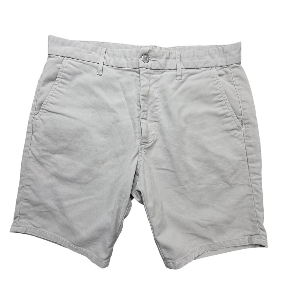 Dockers Shorts Mens 32 Gray Flat Front Chino Cotton Stretch Casual Classic 2019